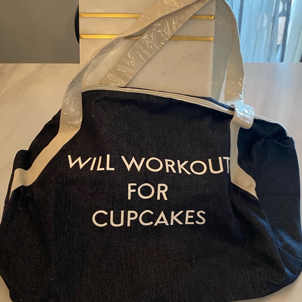 Denim and White Tote Bag with Fun Slogan